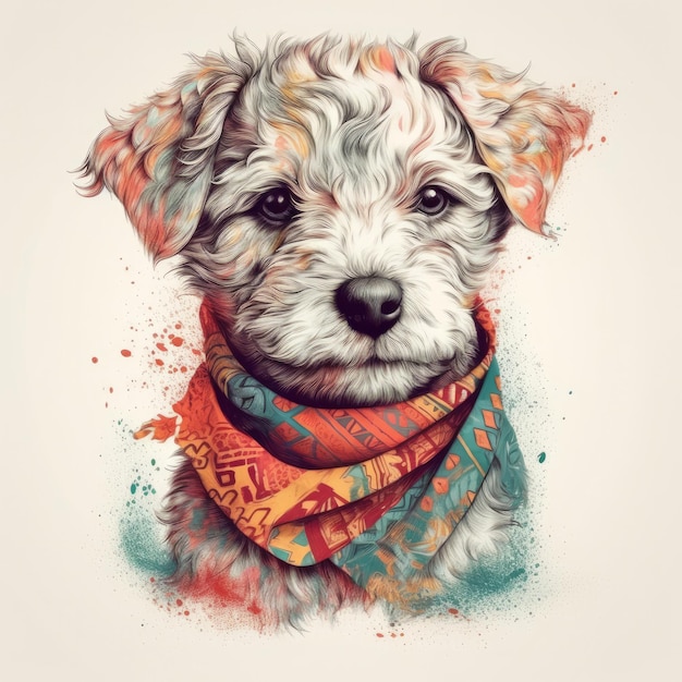 Mignon bébé chien aquarelle Illustration AI GenerativexA