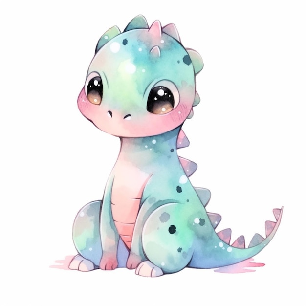 Un mignon bébé dinosaure avec un dinosaure bleu et vert.