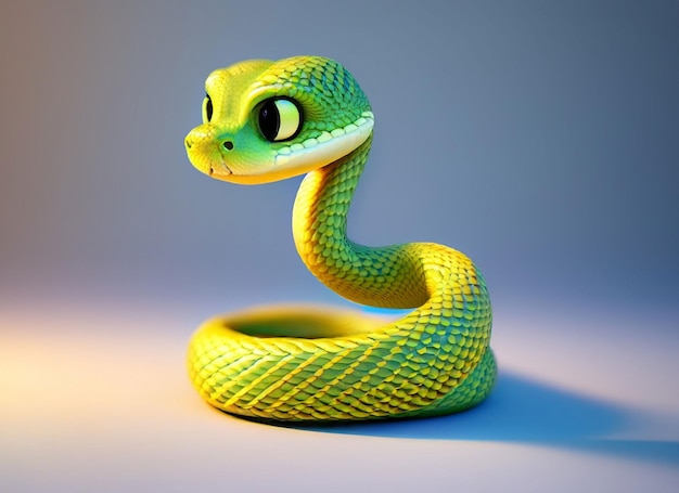 Photo un mignon bébé serpent 3d