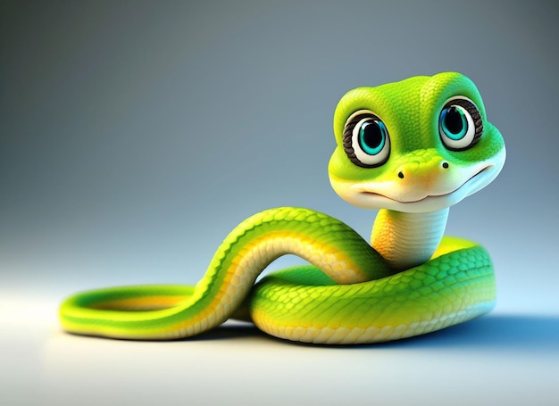 Photo un mignon bébé serpent 3d