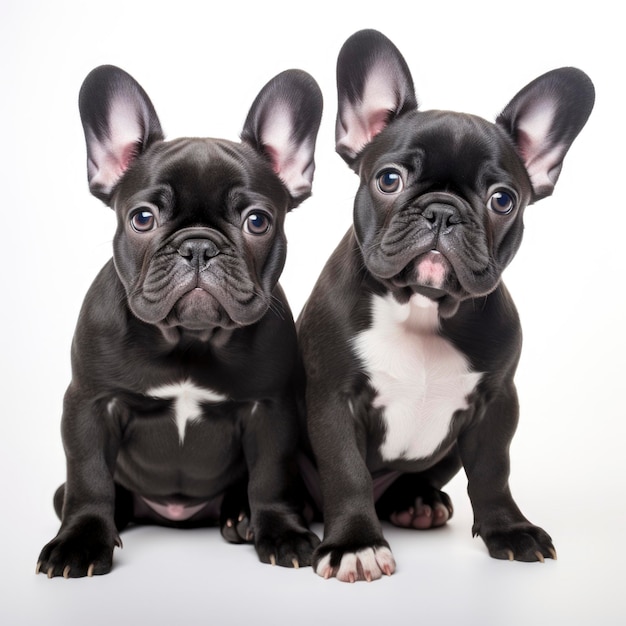 mignon, bouledogue, bébé, couple