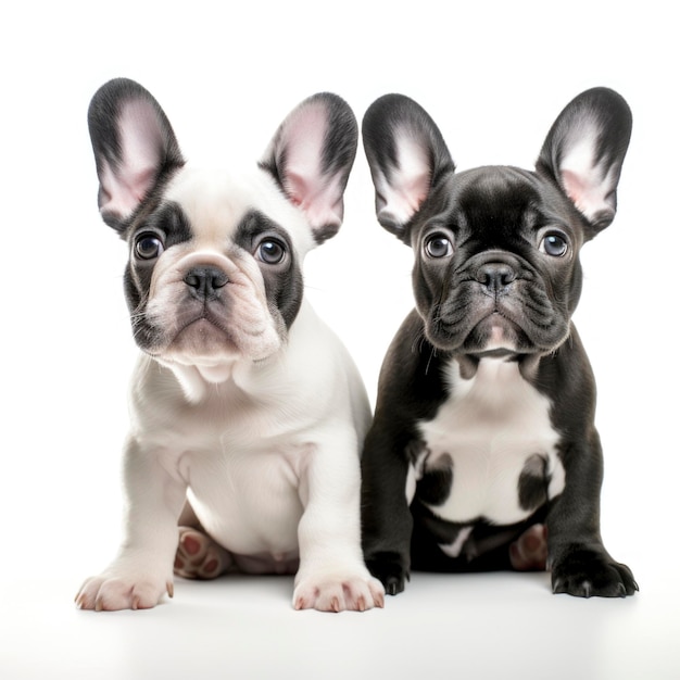 mignon, bouledogue, bébé, couple