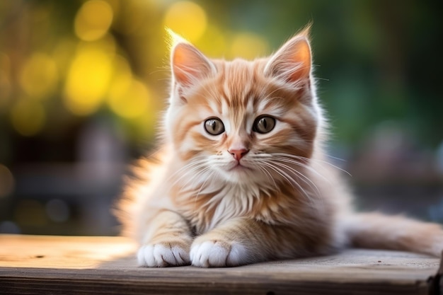 Mignon chat et chien étreignant arrière-plan flou Generative Ai