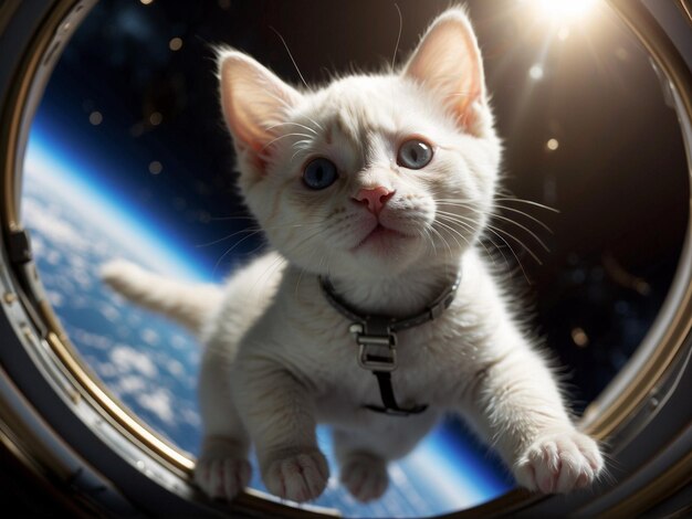 Un mignon chat dans l'espace