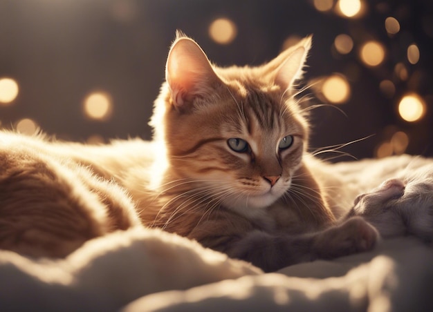 Un mignon chat à fourrure à l'intérieur