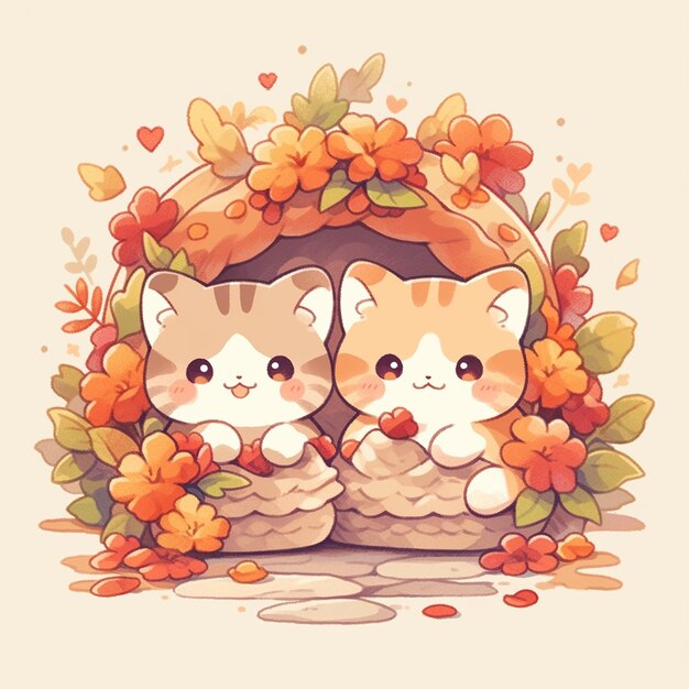 un mignon chat jumeau avec Thanksgiving