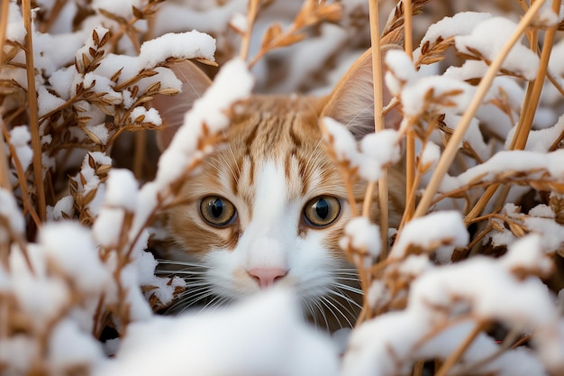 mignon chat portrait hiver contexte fond d'écran