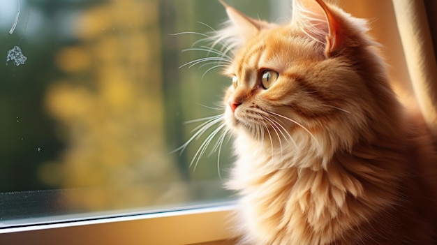 Un mignon chat qui regarde par la fenêtre