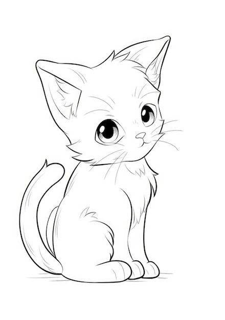 mignon chaton coloriage sur papier A4