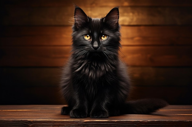 mignon chaton noir agile chat ultraréaliste