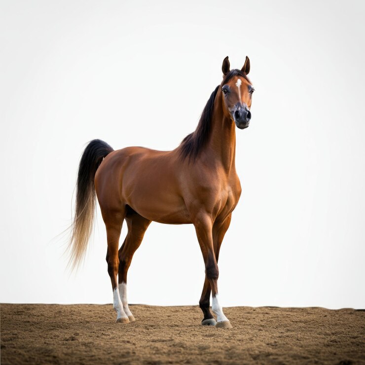Photo un mignon cheval arabe isolé sur le fond