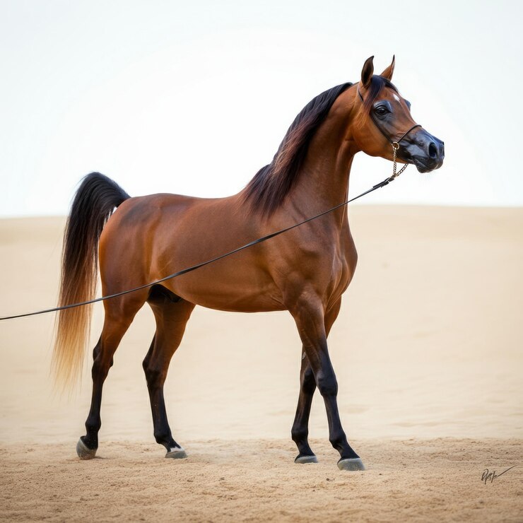 Photo un mignon cheval arabe isolé sur le fond