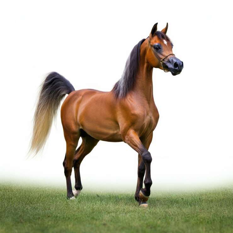 Photo un mignon cheval arabe isolé sur le fond