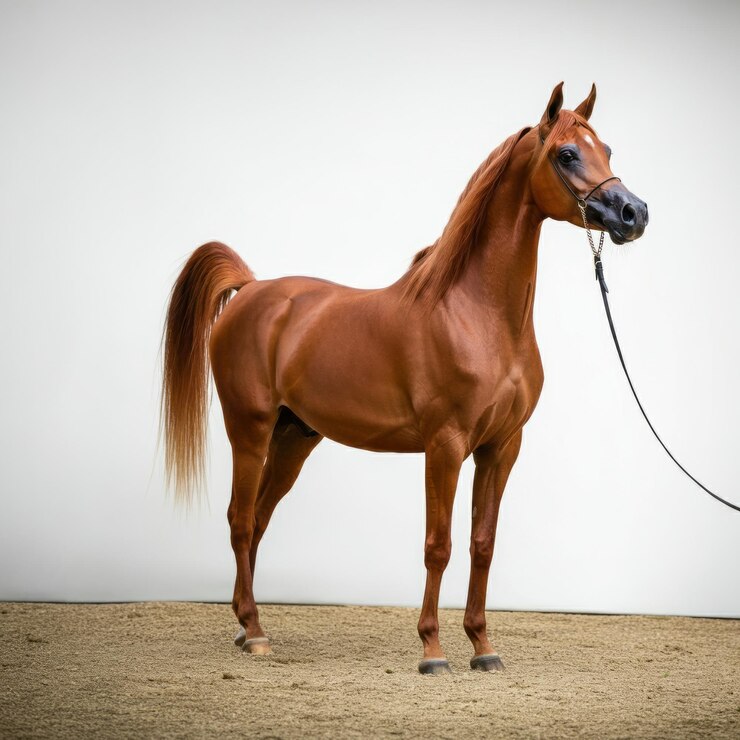 Photo un mignon cheval arabe isolé sur le fond