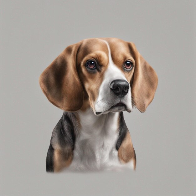 Un mignon chien beagle avec un fond gris propre