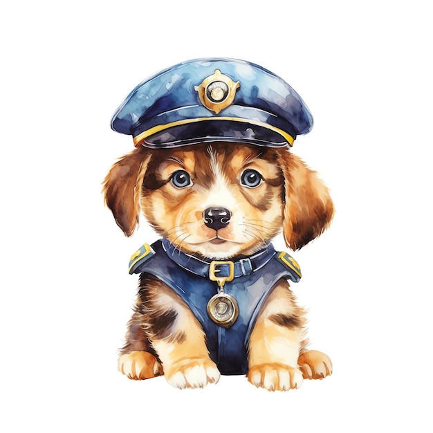 un mignon chien comme un policier