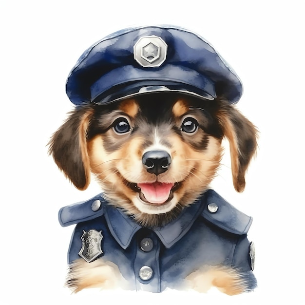 un mignon chien comme un policier