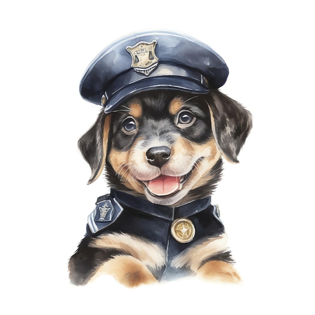 un mignon chien comme un policier