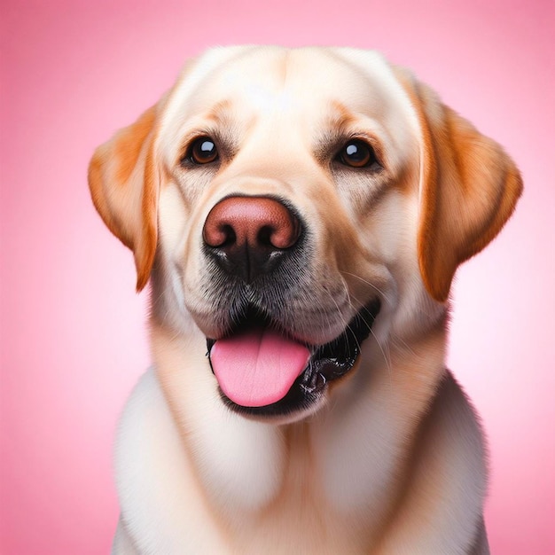 Un mignon chien labrador sur un fond rose Peinture numérique