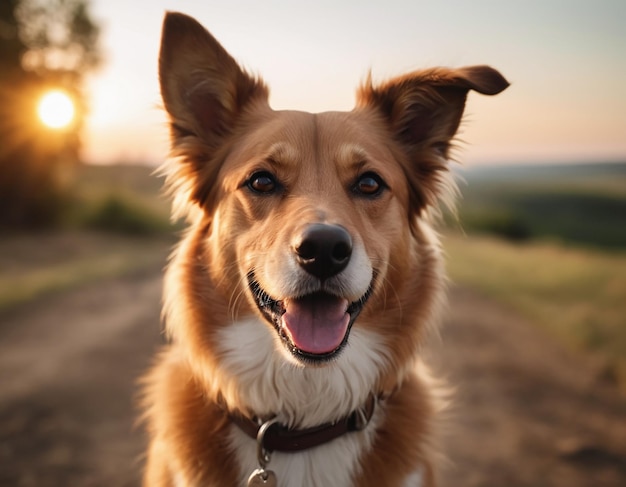 Photo un mignon chien souriant génératif ai