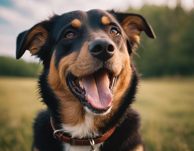 Photo un mignon chien souriant génératif ai