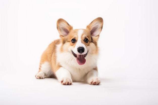 Un mignon chien Welsh Corgi isolé sur un fond blanc