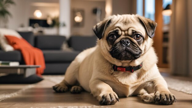 Un mignon chiot dans la maison.