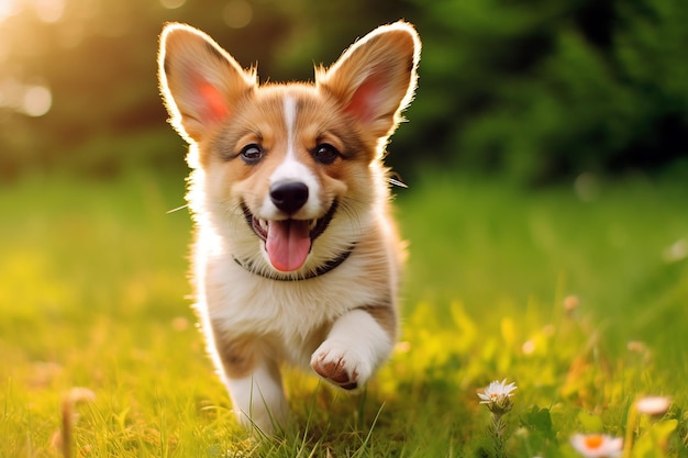 un mignon chiot avec une IA agitée générée