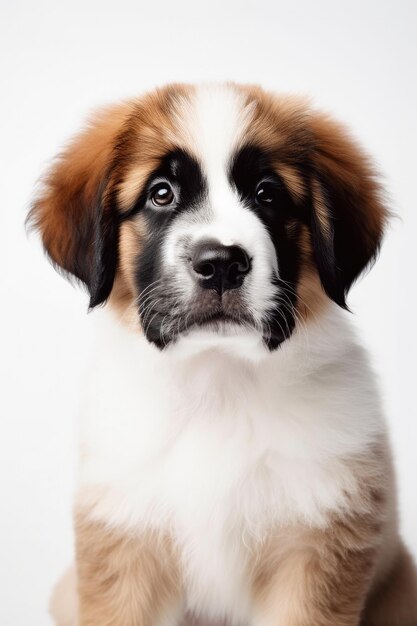 Un mignon chiot de serbernard isolé sur un fond blanc minimalisme génératif ai