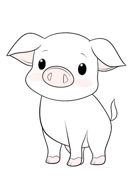 mignon cochon à colorier sur papier A4