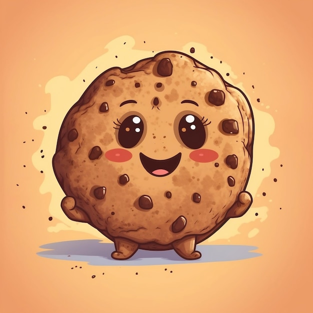 Photo mignon, dessin animé, biscuit chocolat, caractère, generative, ai