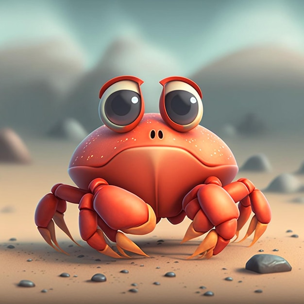 mignon, dessin animé, crabe, caractère