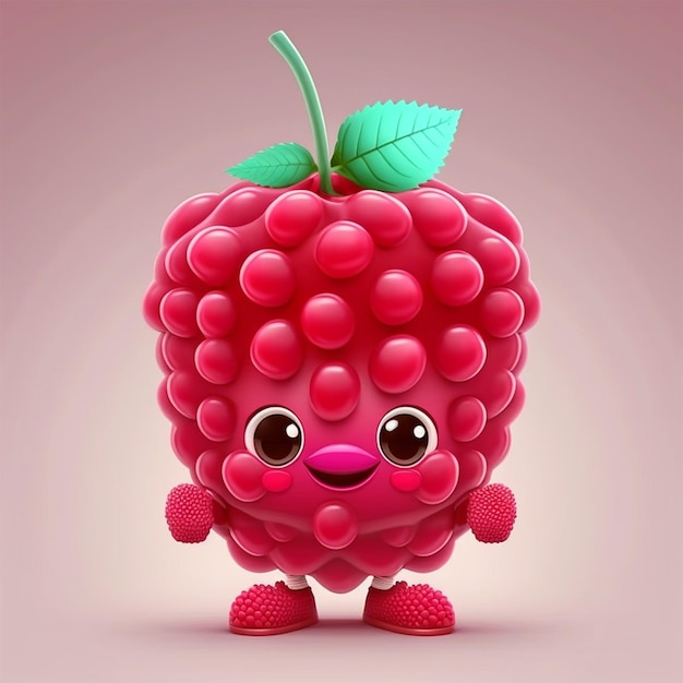 mignon, dessin animé, framboise, caractère