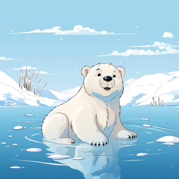 Photo un mignon dessin animé d'ours polaire rendu en 3d