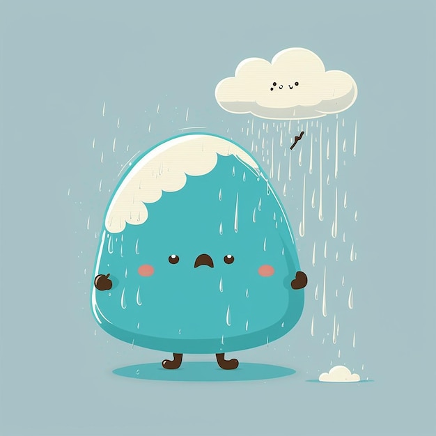 mignon, dessin animé, pluie, nuage, caractère