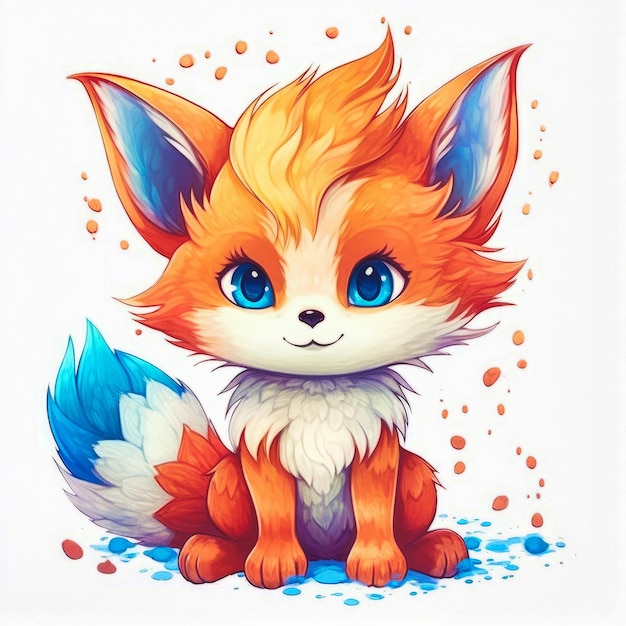 mignon, dessin animé, renard, caractère, generative, ai