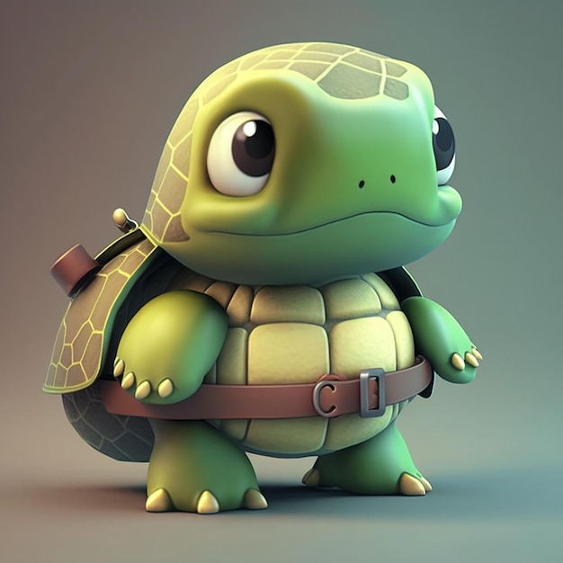 mignon, dessin animé, tortue, caractère