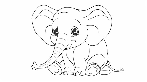 Le mignon éléphant est assis.