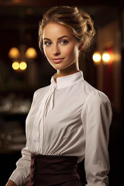 mignon, femme, serveur