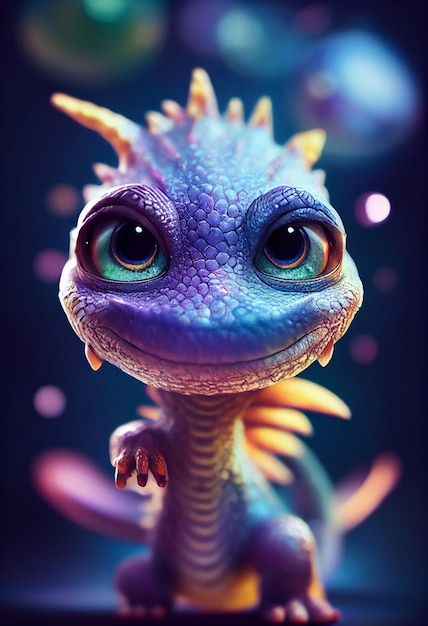 Mignon galaxie bébé dragon style pixar Generative Ai