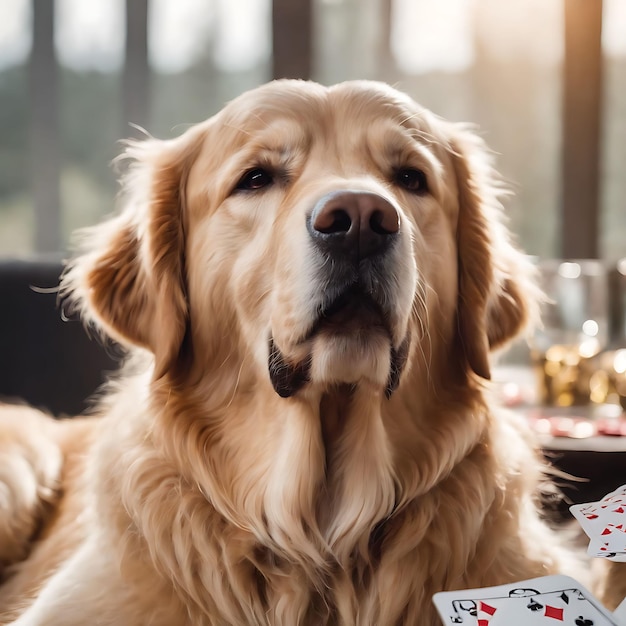 Un mignon Golden Retriever dans la maison