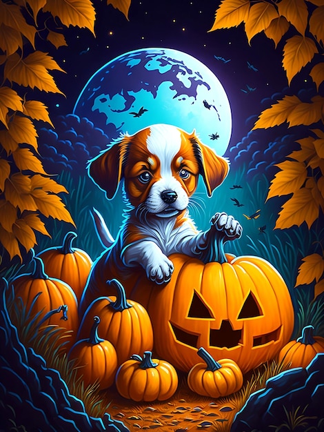 Mignon Halloween Chiot Ai Génératif