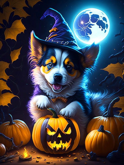 Mignon Halloween Chiot Ai Génératif