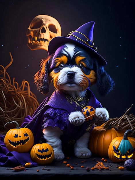 Mignon Halloween Chiot Ai Génératif