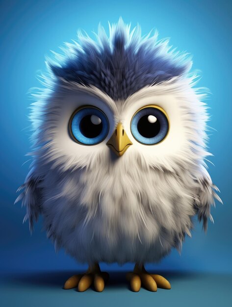 Un mignon hibou de dessin animé dans la forêt