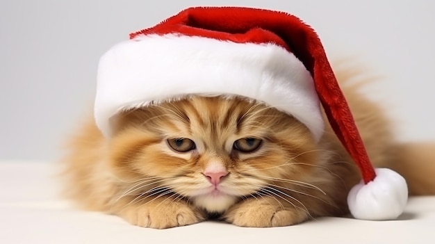 Mignon joyeux Noël hiver animal chaton chat gingembre