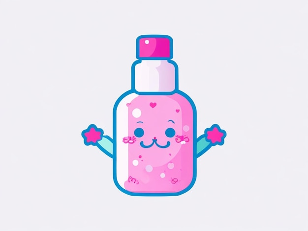 Photo mignon kawaii désinfection ou et désinfectant bouteille lavage gel vecteur illustration caractère heureux