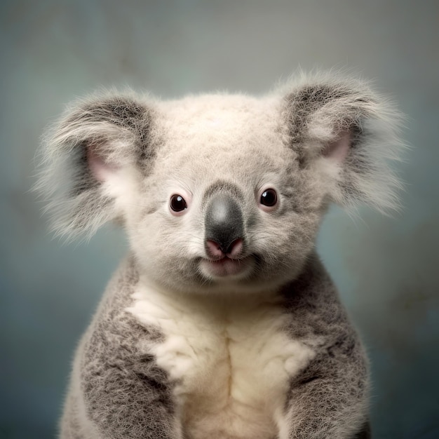 Le mignon koala isolé sur un fond gris Le marsupial australien est un animal exotique sauvage lent
