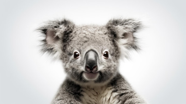 Photo mignon koala phascolarctos cinereus isolé sur fond blanc