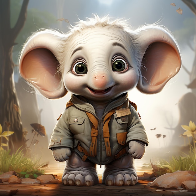 UN MIGNON ÉLÉPHANT ANIMÉ